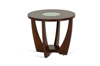 Contemporary Occasional Tables - Bold Expression of Style - Soft Flowing Shapes, Crackled Glass Tops - Merlot Cherry Finish