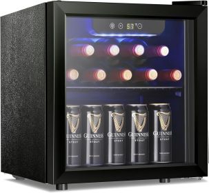 Antarctic Star 12 Bottle 48 Can Wine Cooler/Cabinet Beverage Refrigerator Mini Fridge, 1.3 cu.ft Black