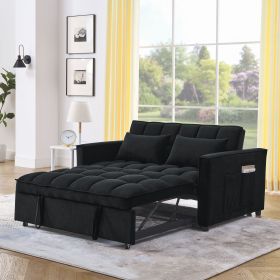 Sleeper Sofa, Convertible Sofa, Recliner, Bed, 3-in-1, 3-Position Adjustable Backrest, 2-Seater Sectional, Two Side Pockets, 2 Pillows for Living Room