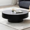 BLACK MDF coffee table 39.37inch Modern Handcraft Drum Coffee Table Round Wood Coffee Table for Living Room, Apartment