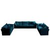 3 Piece Sofa Set Oversized Sofa Comfy Sofa Couch, 2 Pieces of 2 Seater and 1 Piece of 3 Seater Sofa for Living Room, Deep Seat Sofa Blue Chenille