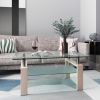 Rectangle Glass Coffee Table, Clear Coffee Table Modern Side Center Tables for Living Room Living Room Furniture