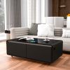 Modern Smart Coffee Table with Built-in Fridge, Bluetooth Speaker, Wireless Charging Module, Touch Control Panel, Power Socket, USB Interface