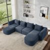 U Shape Sectional Sofa including Two Single Seats and Two Chaises, Modular Sofa, DIY Combination, Loop Yarn Fabric, Navy