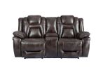 Oportuna - Dual Power Console Loveseat - Dark Brown