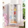 Metal Storage Cabinet, Blue Display Cabinet with Glass Doors and 4 Shelves, Curio Display Cabinet with Glass