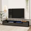 ON-TREND Extended, Minimalist Design TV stand with Color Changing LED Lights, Modern Universal Entertainment Center