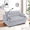 Modern Velvet Loveseat Futon Sofa Couch w/Pullout Bed,Small Love Seat Lounge Sofa with adjustable Reclining Backrest,Toss Pillows, Pockets